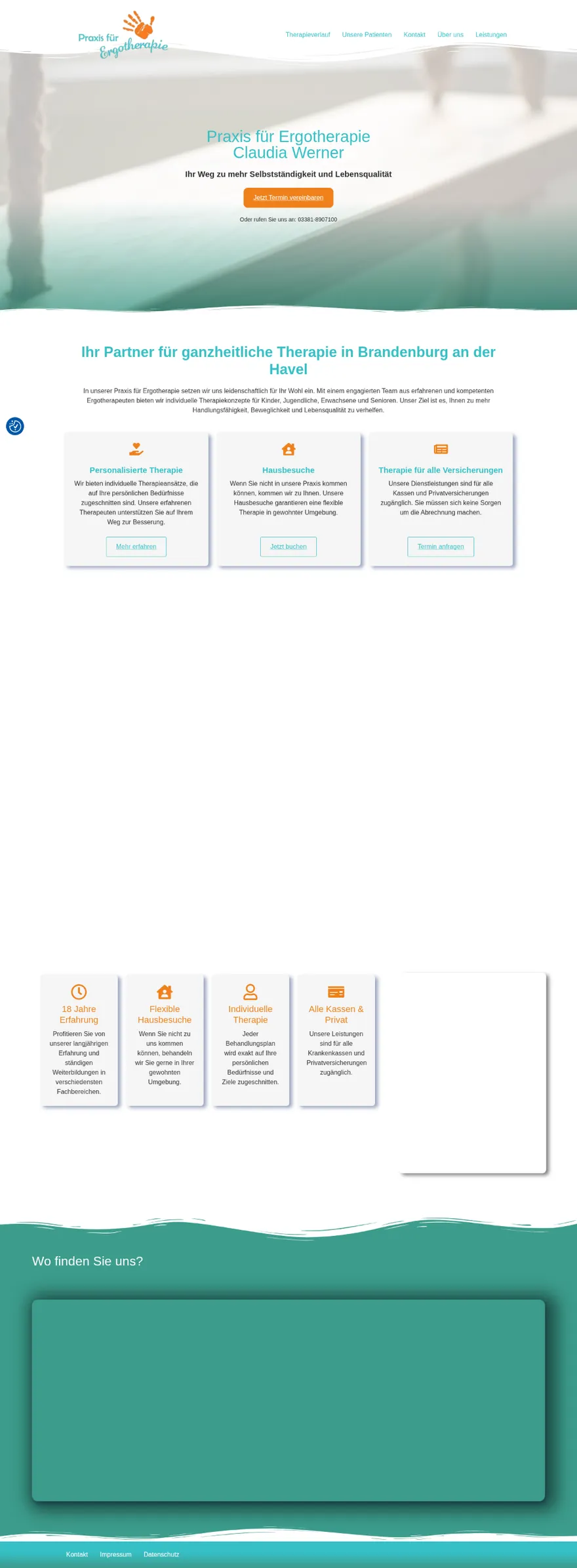 Screenshot der Website von Ergotherapie Werner