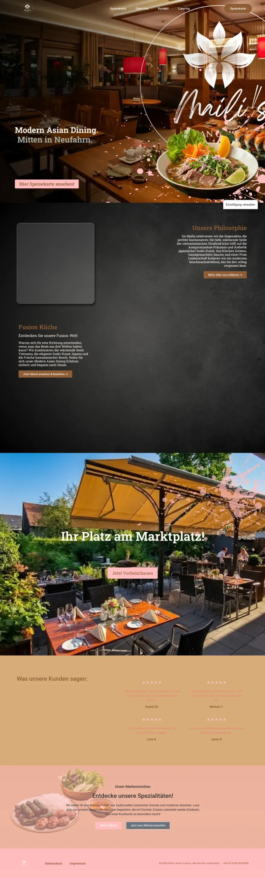 Screenshot der Website von Maili’s Cuisine